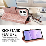 For Honor 600 Smart 5G / X7e Plus 5G Wallet Case Embossed Mandala Pattern PU Leather + TPU Cover with Wrist Strap