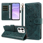 For Honor 600 Smart 5G / X7e Plus 5G Wallet Case Embossed Mandala Pattern PU Leather + TPU Cover with Wrist Strap