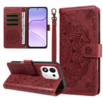 For Honor 600 Smart 5G / X7e Plus 5G Wallet Case Embossed Mandala Pattern PU Leather + TPU Cover with Wrist Strap