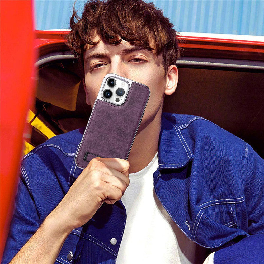 JINDUKA D22 For iPhone 13 Pro Max Case Foldable Kickstand Leather Coated PC TPU Phone Cover