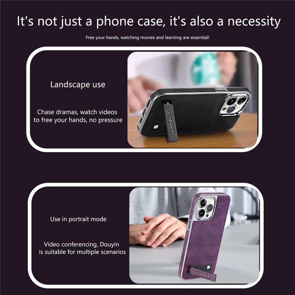 JINDUKA D22 For iPhone 13 Pro Max Case Foldable Kickstand Leather Coated PC TPU Phone Cover