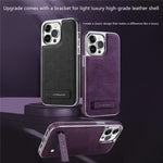 JINDUKA D22 For iPhone 13 Pro Max Case Foldable Kickstand Leather Coated PC TPU Phone Cover