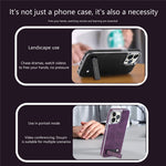 JINDUKA D22 For iPhone 13 Pro Case Foldable Kickstand Leather Coated PC TPU Phone Cover