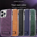 JINDUKA D22 For iPhone 13 Pro Case Foldable Kickstand Leather Coated PC TPU Phone Cover