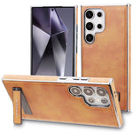JINDUKA D22 For Samsung Galaxy S25 Ultra Case Foldable Kickstand Leather Coated PC TPU Phone Cover