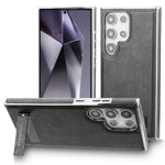 JINDUKA D22 For Samsung Galaxy S25 Ultra Case Foldable Kickstand Leather Coated PC TPU Phone Cover