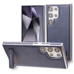 JINDUKA D22 For Samsung Galaxy S25 Ultra Case Foldable Kickstand Leather Coated PC TPU Phone Cover