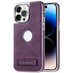 JINDUKA For iPhone 16 Pro Max Case with Logo Cutout Kickstand Leather Coated PC TPU Phone Cover