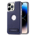 JINDUKA For iPhone 14 Pro Max Case with Logo Cutout Kickstand Leather Coated PC TPU Phone Cover