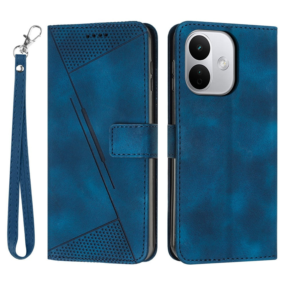 For Xiaomi Redmi Note 17 Pro 5G Leather Case Imprinted Triangle Phone Cover with Hand Strap