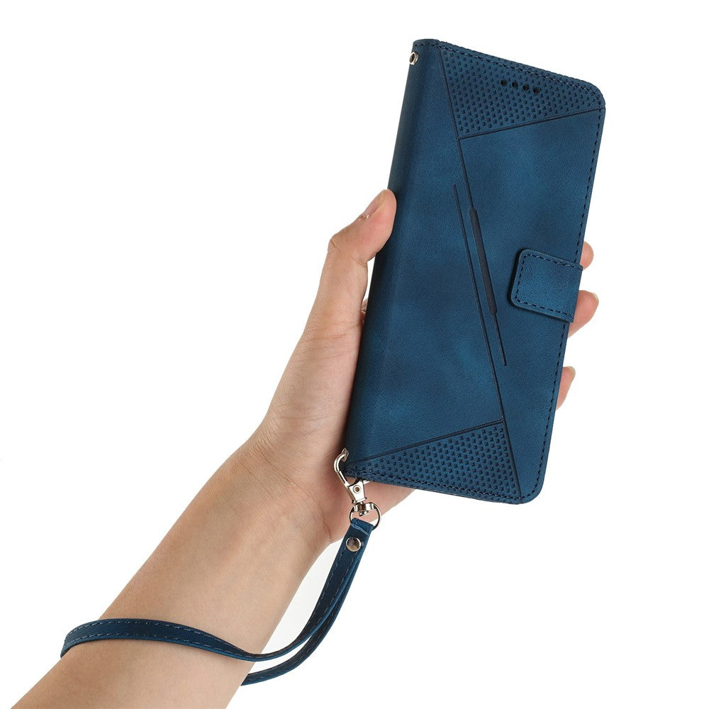 For Xiaomi Redmi Note 17 Pro 5G Leather Case Imprinted Triangle Phone Cover with Hand Strap