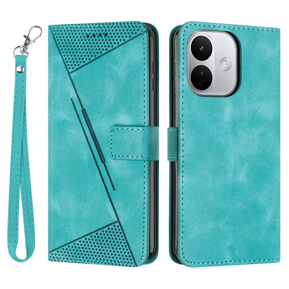 For Xiaomi Redmi Note 17 Pro 5G Leather Case Imprinted Triangle Phone Cover with Hand Strap
