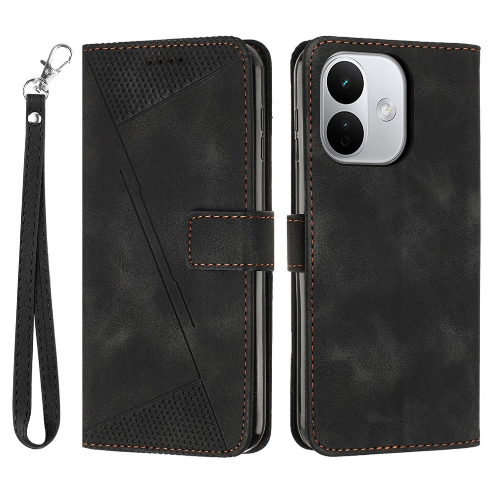 For Xiaomi Redmi Note 17 Pro 5G Leather Case Imprinted Triangle Phone Cover with Hand Strap