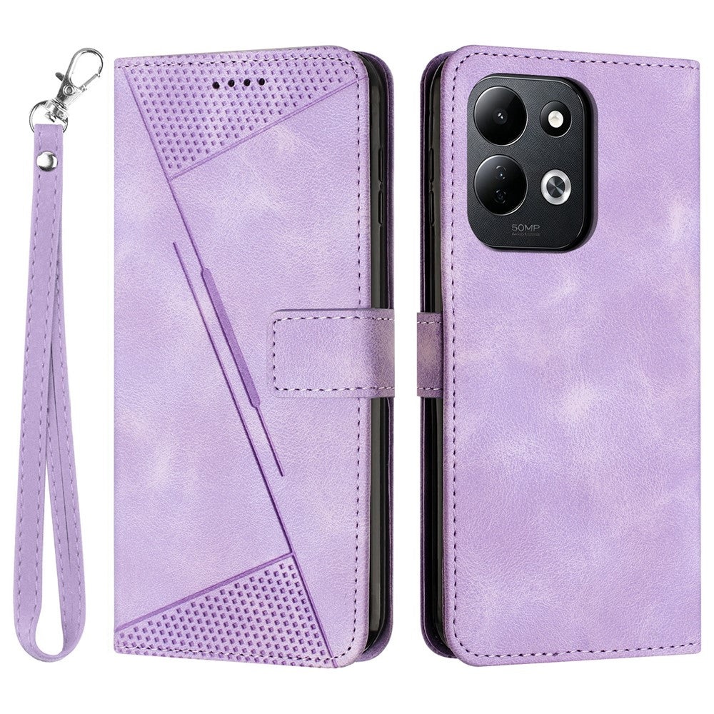 For Xiaomi Redmi 17 4G / 17 5G Leather Case Imprinted Triangle Phone Cover with Hand Strap