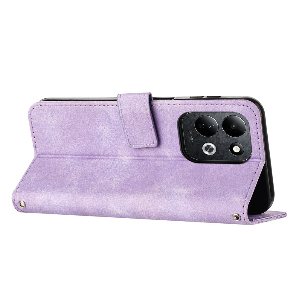 For Xiaomi Redmi 17 4G / 17 5G Leather Case Imprinted Triangle Phone Cover with Hand Strap