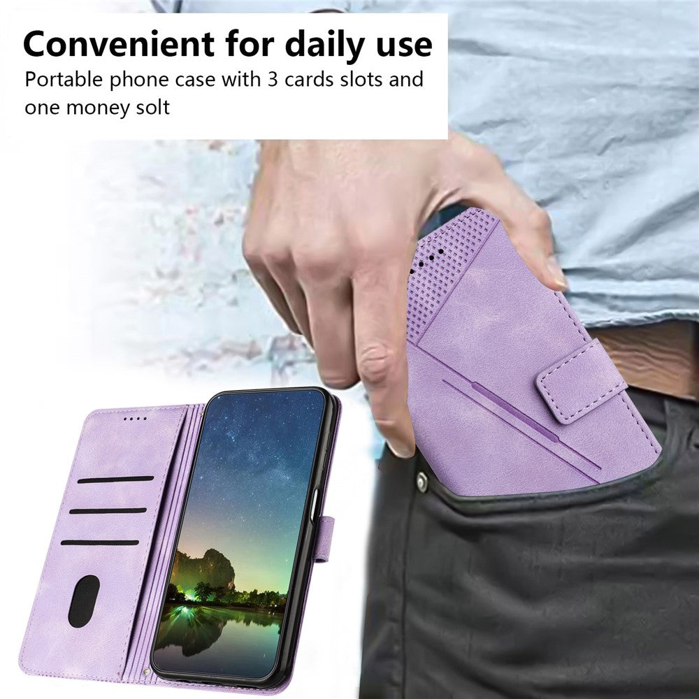 For Xiaomi Redmi 17 4G / 17 5G Leather Case Imprinted Triangle Phone Cover with Hand Strap