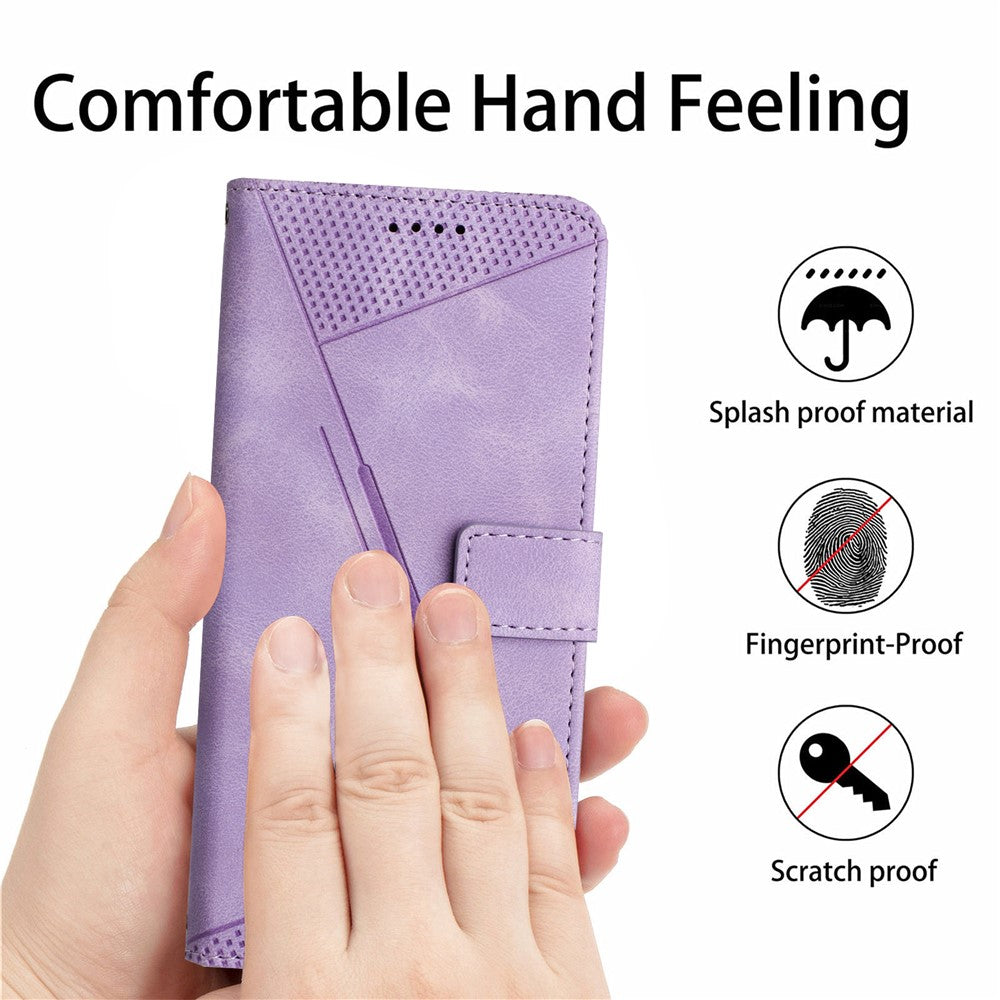 For Xiaomi Redmi 17 4G / 17 5G Leather Case Imprinted Triangle Phone Cover with Hand Strap