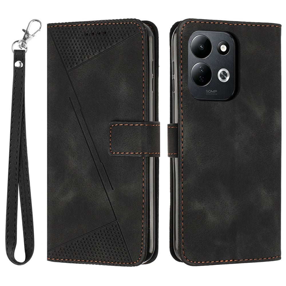 For Xiaomi Redmi 17 4G / 17 5G Leather Case Imprinted Triangle Phone Cover with Hand Strap