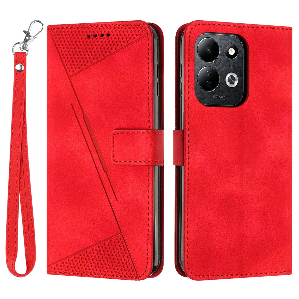For Xiaomi Redmi 17 4G / 17 5G Leather Case Imprinted Triangle Phone Cover with Hand Strap