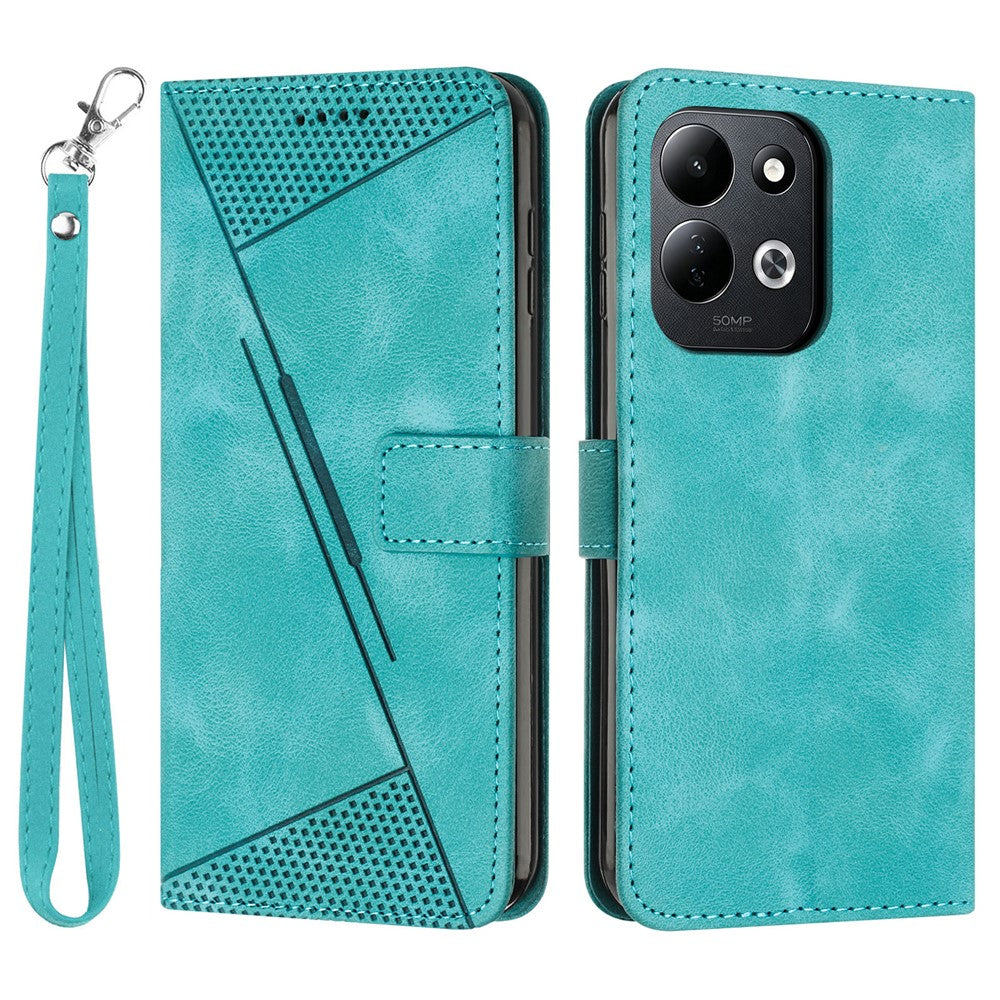 For Xiaomi Redmi 17 4G / 17 5G Leather Case Imprinted Triangle Phone Cover with Hand Strap