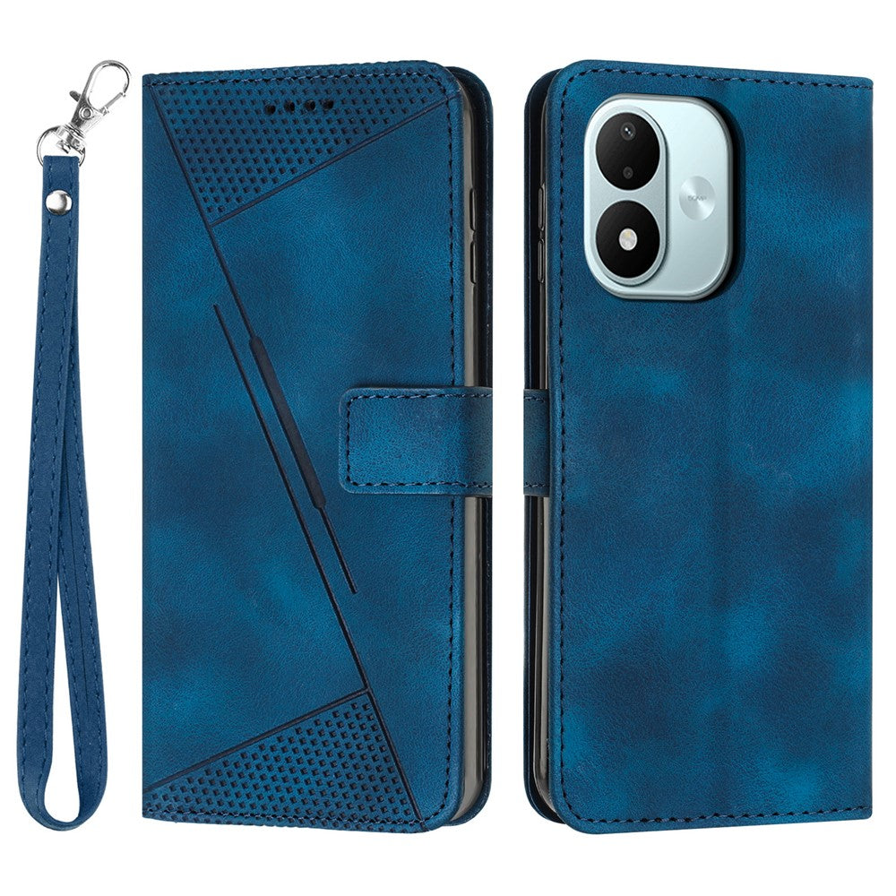 For Xiaomi Redmi Note 17 4G (Global) / Note 17 5G (Global) / Note 17 (India / China) 5G Leather Case Imprinted Triangle Phone Cover with Hand Strap