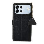 For Oppo A7 Pro Max 5G Case RFID Blocking Genuine Cow Leather Phone Cover Litchi Texture