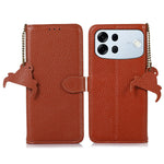 For Oppo A7 Pro Max 5G Case RFID Blocking Genuine Cow Leather Phone Cover Litchi Texture