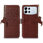 For Oppo A7 Pro Max 5G Case RFID Blocking Genuine Cow Leather Phone Case Ostrich Texture