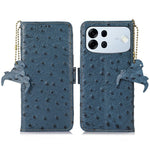 For Oppo A7 Pro Max 5G Case RFID Blocking Genuine Cow Leather Phone Case Ostrich Texture