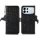 For Oppo A7 Pro Max 5G Case RFID Blocking Genuine Cow Leather Phone Case Ostrich Texture