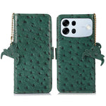 For Oppo A7 Pro Max 5G Case RFID Blocking Genuine Cow Leather Phone Case Ostrich Texture