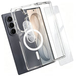 For Samsung Galaxy Z Fold8 Ultra Magnetic Case TPU + PC Clear Phone Cover with High Aluminium-silicon Glass Screen Protector + Tempered Glass Lens Protector
