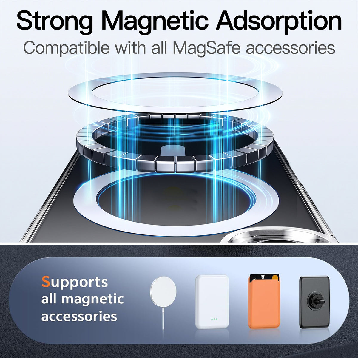 For Samsung Galaxy S25+ Magnetic Case TPU + PC Clear Phone Cover with High Aluminium-silicon Glass Screen Protector + Tempered Glass Lens Protector