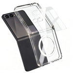 Samsung Galaxy Z Flip7 5G magnetisk TPU + PC-transparent mobilcover med skærmbeskyttelse i aluminium-silikoneglas af høj kvalitet + linsebeskyttelse i hærdet glas