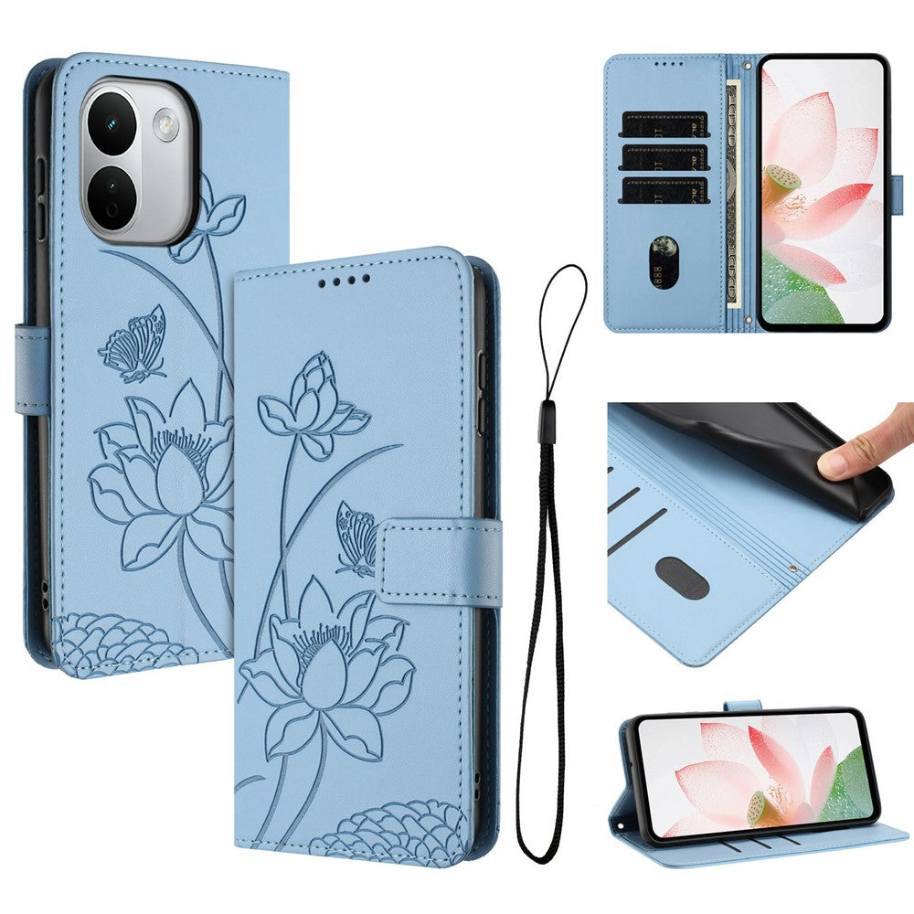 For Xiaomi Redmi Note 17 Pro+ 5G / Note 17 Pro Max 5G Case Wallet Stand Lotus Imprint Leather Phone Cover with Wrist Strap