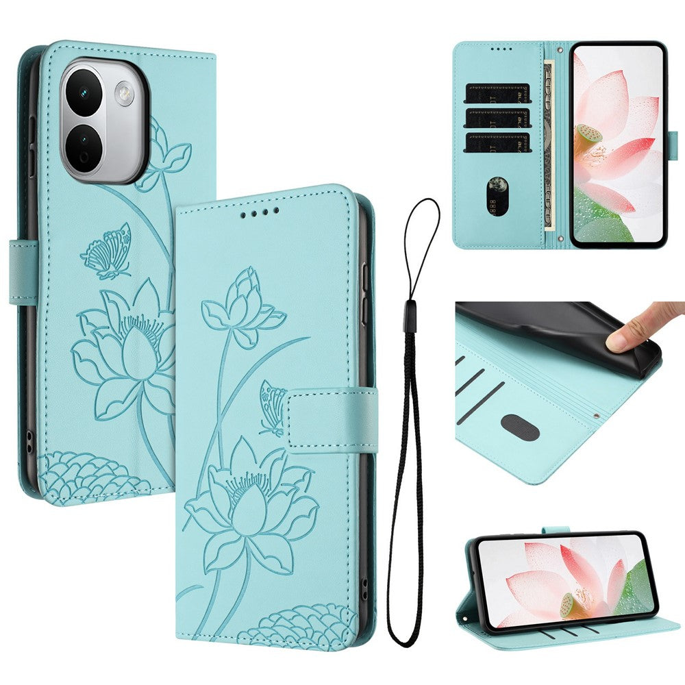 For Xiaomi Redmi Note 17 Pro+ 5G / Note 17 Pro Max 5G Case Wallet Stand Lotus Imprint Leather Phone Cover with Wrist Strap