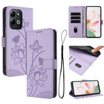 For Xiaomi Redmi 17 4G / 17 5G Case Wallet Stand Lotus Imprint Leather Phone Cover with Wrist Strap