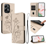 For Xiaomi Redmi 17 4G / 17 5G Case Wallet Stand Lotus Imprint Leather Phone Cover with Wrist Strap
