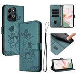 For Xiaomi Redmi 17 4G / 17 5G Case Wallet Stand Lotus Imprint Leather Phone Cover with Wrist Strap