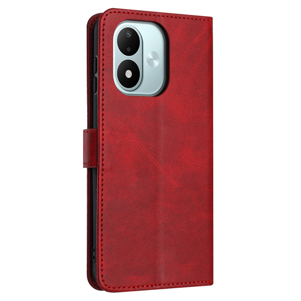 Xiaomi Redmi Note 17 4G (Global) / Note 17 5G (Global) / Note 17 (Indien/Kina) 5G Plånboksfodral Flip Stand Kalvstruktur PU-läder mobilskal med rem