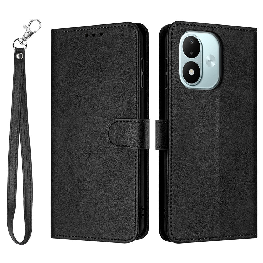 Xiaomi Redmi Note 17 4G (Global) / Note 17 5G (Global) / Note 17 (Indien/Kina) 5G Plånboksfodral Flip Stand Kalvstruktur PU-läder mobilskal med rem