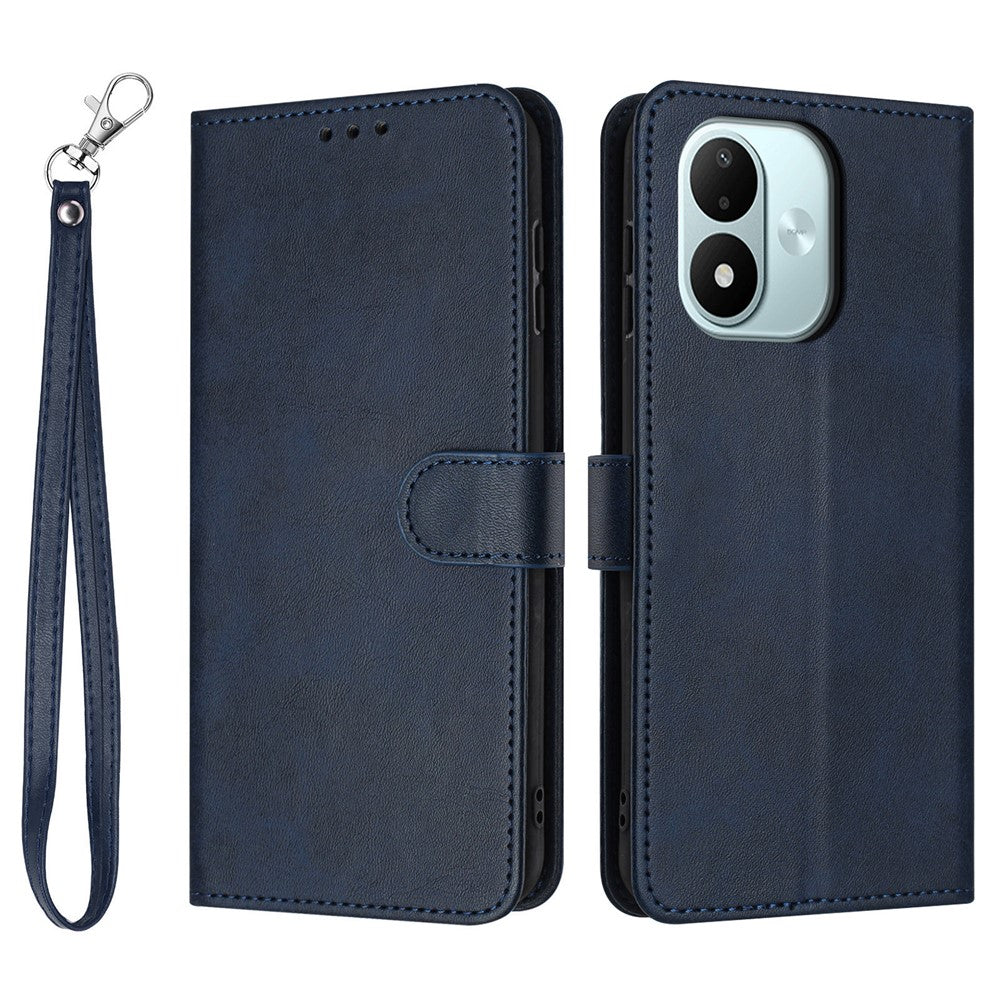 Xiaomi Redmi Note 17 4G (Global) / Note 17 5G (Global) / Note 17 (Indien/Kina) 5G Plånboksfodral Flip Stand Kalvstruktur PU-läder mobilskal med rem
