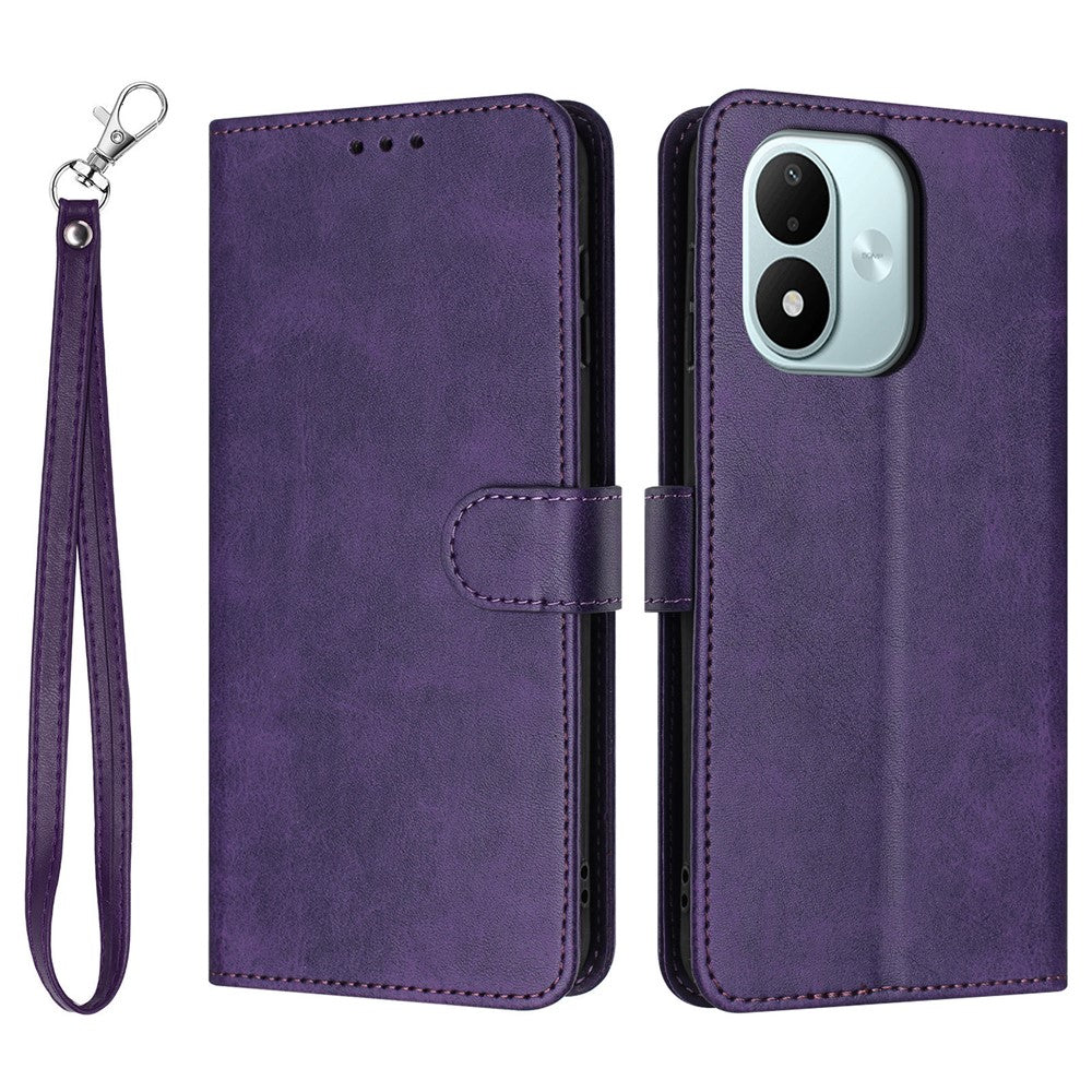 Xiaomi Redmi Note 17 4G (Global) / Note 17 5G (Global) / Note 17 (Indien/Kina) 5G Plånboksfodral Flip Stand Kalvstruktur PU-läder mobilskal med rem