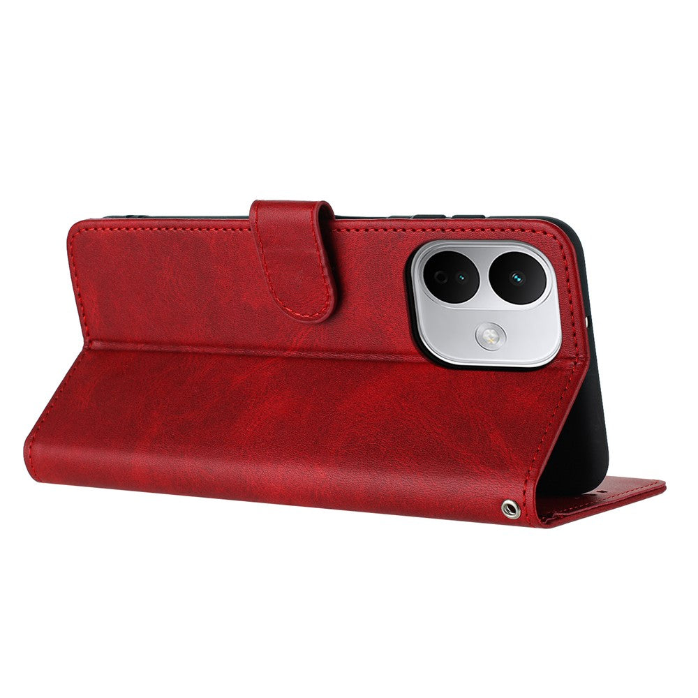 Xiaomi Redmi Note 17 Pro 5G Plånboksfodral Flip Stand Kalvtextur PU-läder mobilskal med rem