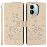 For Xiaomi Redmi Note 17 4G (Global) / Note 17 5G (Global) / Note 17 (India / China) 5G  Wallet Case Cats Imprint Leather Phone Cover with Strap