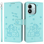 For Xiaomi Redmi Note 17 4G (Global) / Note 17 5G (Global) / Note 17 (India / China) 5G  Wallet Case Cats Imprint Leather Phone Cover with Strap