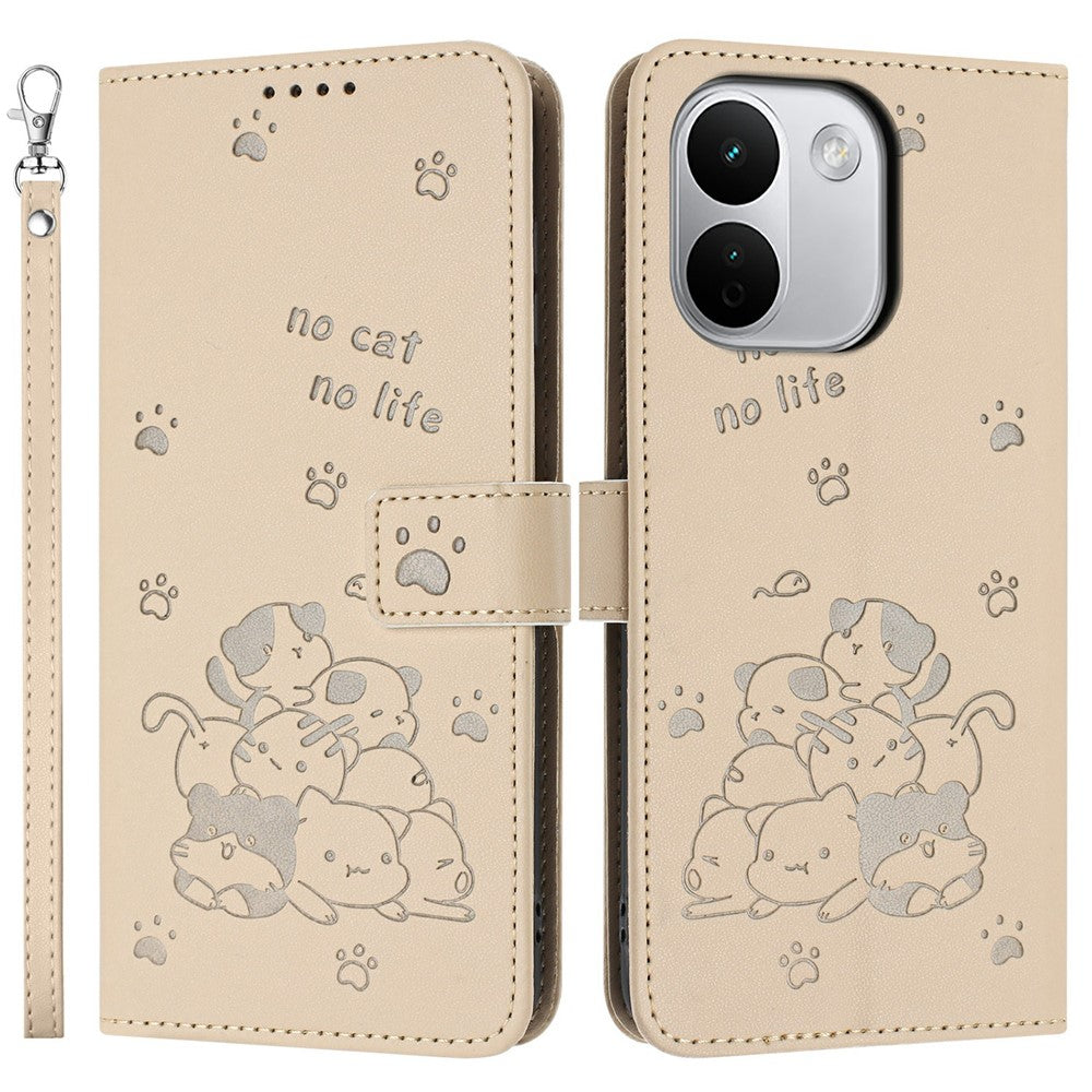 For Xiaomi Redmi Note 17 Pro+ 5G  /  Redmi Note 17 Pro Max 5G Wallet Case Cats Imprint Leather Phone Cover with Strap