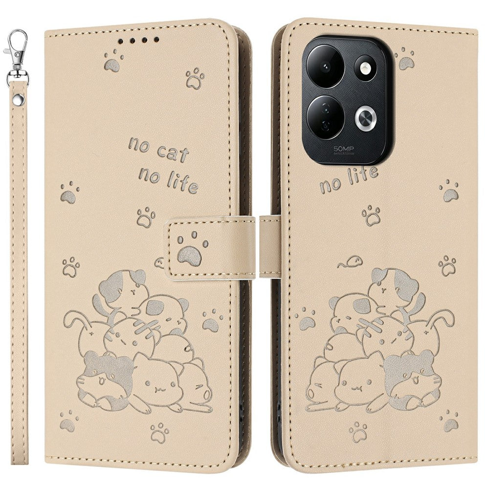 For Xiaomi Redmi 17 4G  /  Redmi 17 5G Wallet Case Cats Imprint Leather Phone Cover with Strap