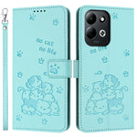 For Xiaomi Redmi 17 4G  /  Redmi 17 5G Wallet Case Cats Imprint Leather Phone Cover with Strap