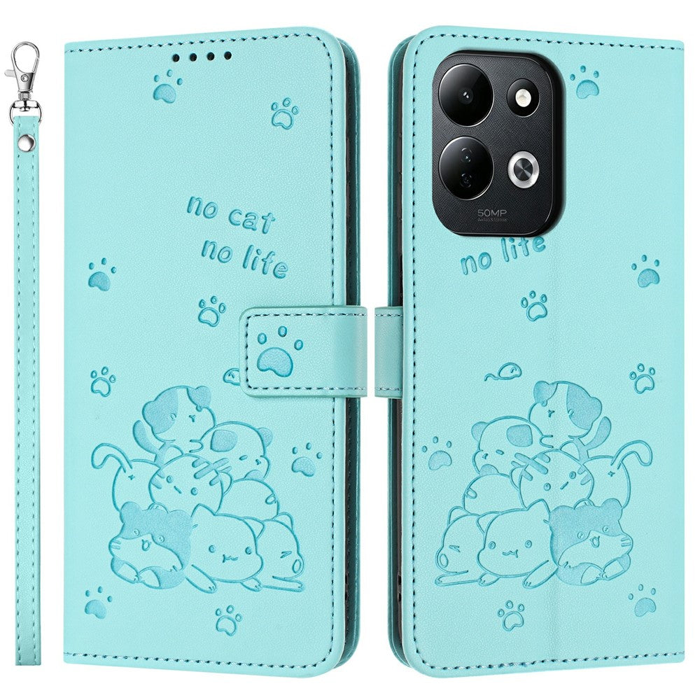 For Xiaomi Redmi 17 4G  /  Redmi 17 5G Wallet Case Cats Imprint Leather Phone Cover with Strap